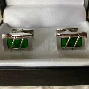 Colibri 'Green & Silver' Cuff Links - Near Mint